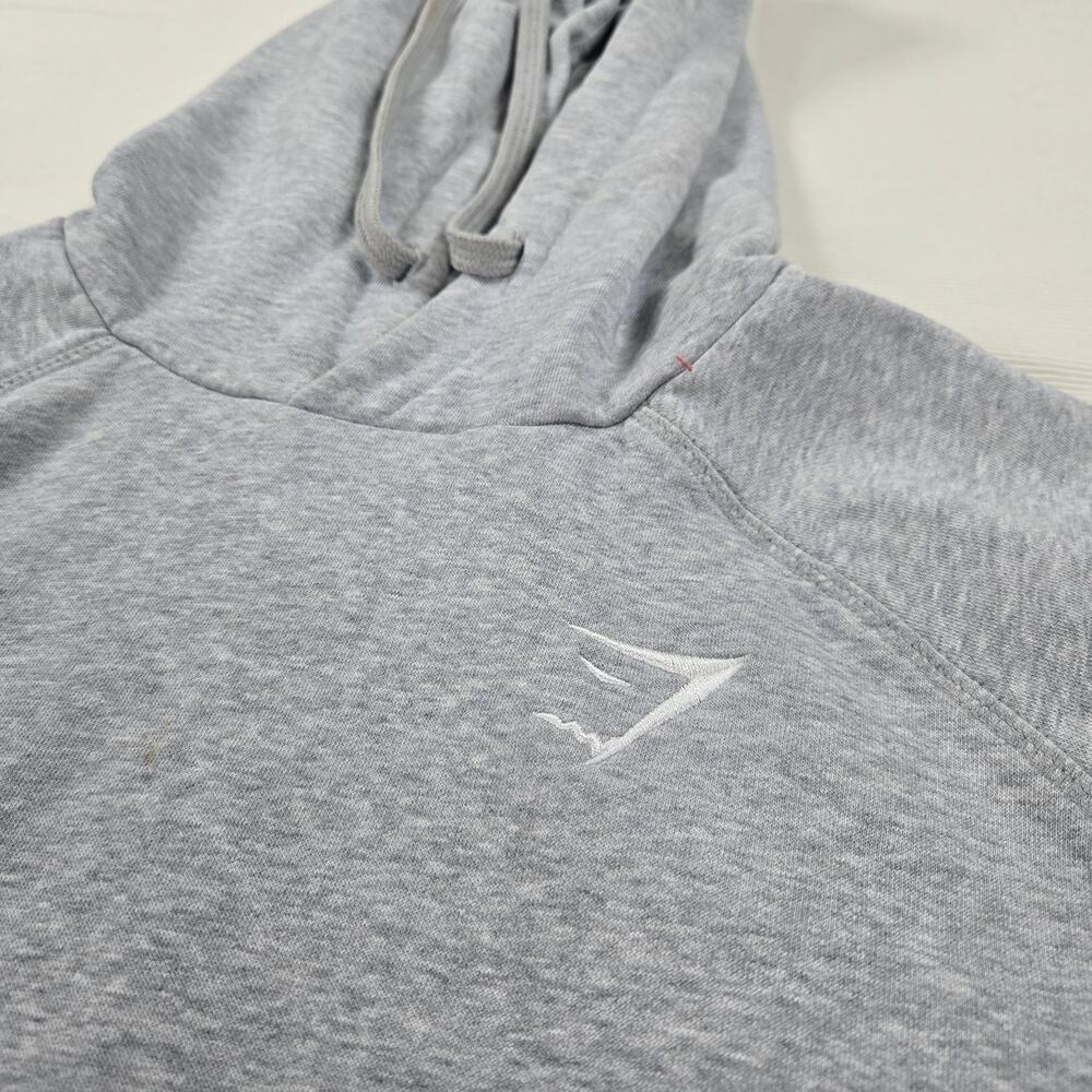 Gymshark Crest‎ Logo Slim Fit Light Grey Marl Hoodie Men's Size Medium